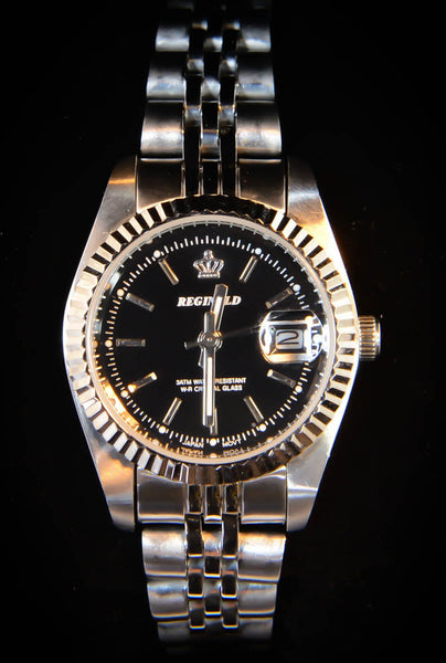 Silver Reginald Crown Women's Watch (Black Dial)