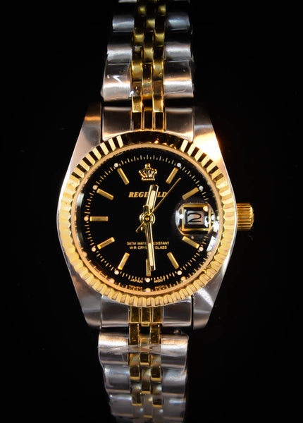 Reginald Crown Women's Watch Quartz Stainless Steel, Black Dial