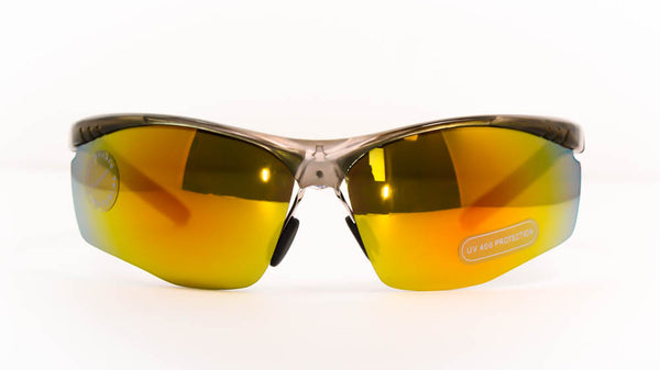 Yellow/Orange Mirror Coated Sports Sunglasses for Men