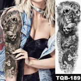 Large Arm Sleeve Tattoo Lion Crown King Rose Waterproof Temporary Tatoo Sticker Wild Wolf Tiger Men Full Skull Totem Tatto