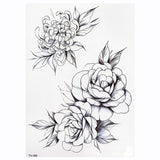 Waterproof Temporary Tattoo Sticker Lotus Rose Pattern Water Transfer Under Breast Shoulder Flower Body Art Fake Tatoo