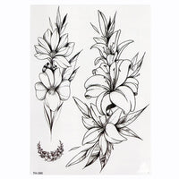 Waterproof Temporary Tattoo Sticker Lotus Rose Pattern Water Transfer Under Breast Shoulder Flower Body Art Fake Tatoo