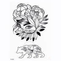 Waterproof Temporary Tattoo Sticker Lotus Rose Pattern Water Transfer Under Breast Shoulder Flower Body Art Fake Tatoo