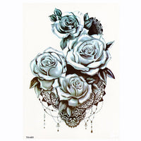 Waterproof Temporary Tattoo Sticker Lotus Rose Pattern Water Transfer Under Breast Shoulder Flower Body Art Fake Tatoo
