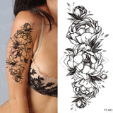 tattoo sticker women flower rose peony black tatouage temporaire femme temporary sleeve tattoo waterproof sexy body art fashion