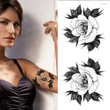 tattoo sticker women flower rose peony black tatouage temporaire femme temporary sleeve tattoo waterproof sexy body art fashion
