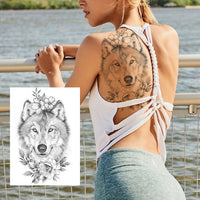 Sexy Flower Temporary Tattoos For Women Body Art Painting Arm Legs Tattoos Sticker Realistic Fake Black Rose Waterproof Tattoos