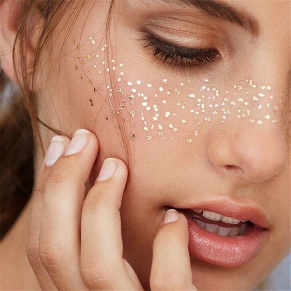 2021 New Gold Face Temporary Tattoo Waterproof Blocked Freckles Makeup Stickers Eye Decal Wholesale