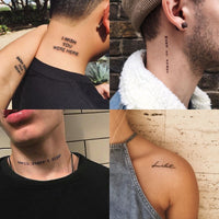 56Sheet Waterproof Temporary Tattoo Sticker Black Devil Doesn't Sleep English Letters Tatoo Fake Tatto Neck Wrist For Woman Men