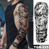 Large Arm Sleeve Tattoo Lion Crown King Rose Waterproof Temporary Tatoo Sticker Wild Wolf Tiger Men Full Skull Totem Tatto