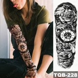Large Arm Sleeve Tattoo Lion Crown King Rose Waterproof Temporary Tatoo Sticker Wild Wolf Tiger Men Full Skull Totem Tatto