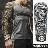 Large Arm Sleeve Tattoo Lion Crown King Rose Waterproof Temporary Tatoo Sticker Wild Wolf Tiger Men Full Skull Totem Tatto