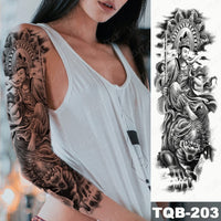 Large Arm Sleeve Tattoo Lion Crown King Rose Waterproof Temporary Tatoo Sticker Wild Wolf Tiger Men Full Skull Totem Tatto