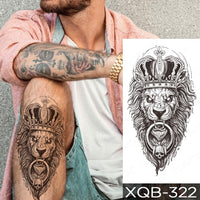 Waterproof Temporary Tattoo Sticker Forest Lion Tiger Bear Flash Tattoos Women Leopard Wolf Crown Body Art Arm Fake Tatoo Men
