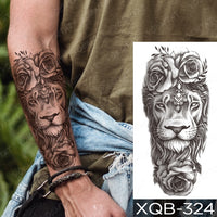 Waterproof Temporary Tattoo Sticker Forest Lion Tiger Bear Flash Tattoos Women Leopard Wolf Crown Body Art Arm Fake Tatoo Men