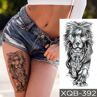 Waterproof Temporary Tattoo Sticker Forest Lion Tiger Bear Flash Tattoos Women Leopard Wolf Crown Body Art Arm Fake Tatoo Men