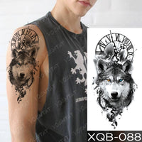 Waterproof Temporary Tattoo Sticker Forest Lion Tiger Bear Flash Tattoos Women Leopard Wolf Crown Body Art Arm Fake Tatoo Men