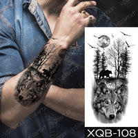 Waterproof Temporary Tattoo Sticker Forest Lion Tiger Bear Flash Tattoos Women Leopard Wolf Crown Body Art Arm Fake Tatoo Men