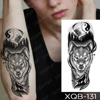 Waterproof Temporary Tattoo Sticker Forest Lion Tiger Bear Flash Tattoos Women Leopard Wolf Crown Body Art Arm Fake Tatoo Men