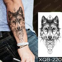Waterproof Temporary Tattoo Sticker Forest Lion Tiger Bear Flash Tattoos Women Leopard Wolf Crown Body Art Arm Fake Tatoo Men