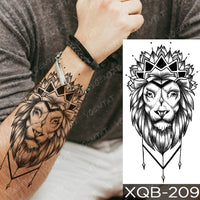 Waterproof Temporary Tattoo Sticker Forest Lion Tiger Bear Flash Tattoos Women Leopard Wolf Crown Body Art Arm Fake Tatoo Men