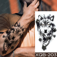 Waterproof Temporary Tattoo Sticker Forest Lion Tiger Bear Flash Tattoos Women Leopard Wolf Crown Body Art Arm Fake Tatoo Men
