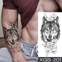 Waterproof Temporary Tattoo Sticker Forest Lion Tiger Bear Flash Tattoos Women Leopard Wolf Crown Body Art Arm Fake Tatoo Men