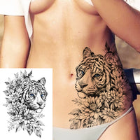 Sexy Flower Temporary Tattoos For Women Body Art Painting Arm Legs Tattoos Sticker Realistic Fake Black Rose Waterproof Tattoos