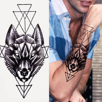 Black Forest Tattoo Sticker For Men Women Children Tiger Wolf Death Skull Temporary Tattoo Fake Henna Skeleton King Animal Tatoo