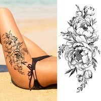 Women's Fashion Flower Temporary Tattoos Sticker Fake Rose Feather TatooS Decal Waterproof Body Art Legs Arm Tatoos For Women