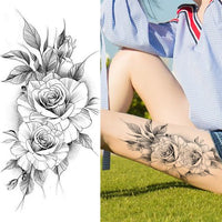 Women's Fashion Flower Temporary Tattoos Sticker Fake Rose Feather TatooS Decal Waterproof Body Art Legs Arm Tatoos For Women