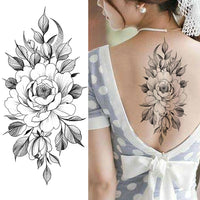 Women's Fashion Flower Temporary Tattoos Sticker Fake Rose Feather TatooS Decal Waterproof Body Art Legs Arm Tatoos For Women