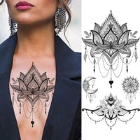 Women's Fashion Flower Temporary Tattoos Sticker Fake Rose Feather TatooS Decal Waterproof Body Art Legs Arm Tatoos For Women
