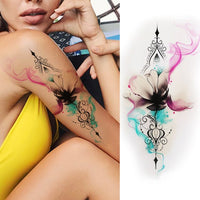 Women's Fashion Flower Temporary Tattoos Sticker Fake Rose Feather TatooS Decal Waterproof Body Art Legs Arm Tatoos For Women