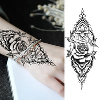 Women's Fashion Flower Temporary Tattoos Sticker Fake Rose Feather TatooS Decal Waterproof Body Art Legs Arm Tatoos For Women