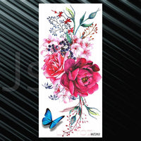Women's Fashion Flower Temporary Tattoos Sticker Fake Rose Feather TatooS Decal Waterproof Body Art Legs Arm Tatoos For Women