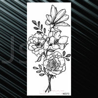 Women's Fashion Flower Temporary Tattoos Sticker Fake Rose Feather TatooS Decal Waterproof Body Art Legs Arm Tatoos For Women