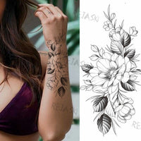 Purple Rose Jewelry Water Transfer Tattoo Stickers Women Body Chest Art Temporary Tattoo Girl Waist Bracelet Flash Tatoos Flower
