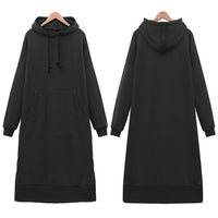 Women Loose Long Hoodie Casual Solid Color Hooded Sweatshirts Student's Autumn Winter Baggy Pullover Oversized Sweatshirt Dress