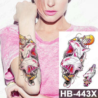 Waterproof Temporary Tattoo Sticker Fox Cat Butterfly Snake Demon Flash Tatto Woman Black Pink Body Art Fake Sleeve Tatoo Man