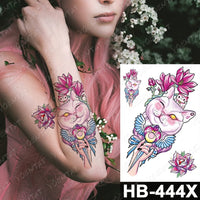Waterproof Temporary Tattoo Sticker Fox Cat Butterfly Snake Demon Flash Tatto Woman Black Pink Body Art Fake Sleeve Tatoo Man