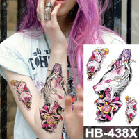 Waterproof Temporary Tattoo Sticker Fox Cat Butterfly Snake Demon Flash Tatto Woman Black Pink Body Art Fake Sleeve Tatoo Man