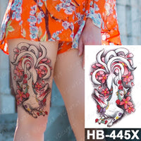 Waterproof Temporary Tattoo Sticker Fox Cat Butterfly Snake Demon Flash Tatto Woman Black Pink Body Art Fake Sleeve Tatoo Man
