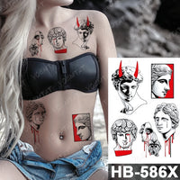 Waterproof Temporary Tattoo Sticker Fox Cat Butterfly Snake Demon Flash Tatto Woman Black Pink Body Art Fake Sleeve Tatoo Man