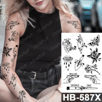 Waterproof Temporary Tattoo Sticker Fox Cat Butterfly Snake Demon Flash Tatto Woman Black Pink Body Art Fake Sleeve Tatoo Man