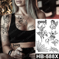 Waterproof Temporary Tattoo Sticker Fox Cat Butterfly Snake Demon Flash Tatto Woman Black Pink Body Art Fake Sleeve Tatoo Man