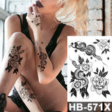 Waterproof Temporary Tattoo Sticker Fox Cat Butterfly Snake Demon Flash Tatto Woman Black Pink Body Art Fake Sleeve Tatoo Man