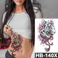 Waterproof Temporary Tattoo Sticker Fox Cat Butterfly Snake Demon Flash Tatto Woman Black Pink Body Art Fake Sleeve Tatoo Man