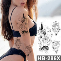 Waterproof Temporary Tattoo Sticker Fox Cat Butterfly Snake Demon Flash Tatto Woman Black Pink Body Art Fake Sleeve Tatoo Man