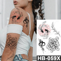 Waterproof Temporary Tattoo Sticker Fox Cat Butterfly Snake Demon Flash Tatto Woman Black Pink Body Art Fake Sleeve Tatoo Man